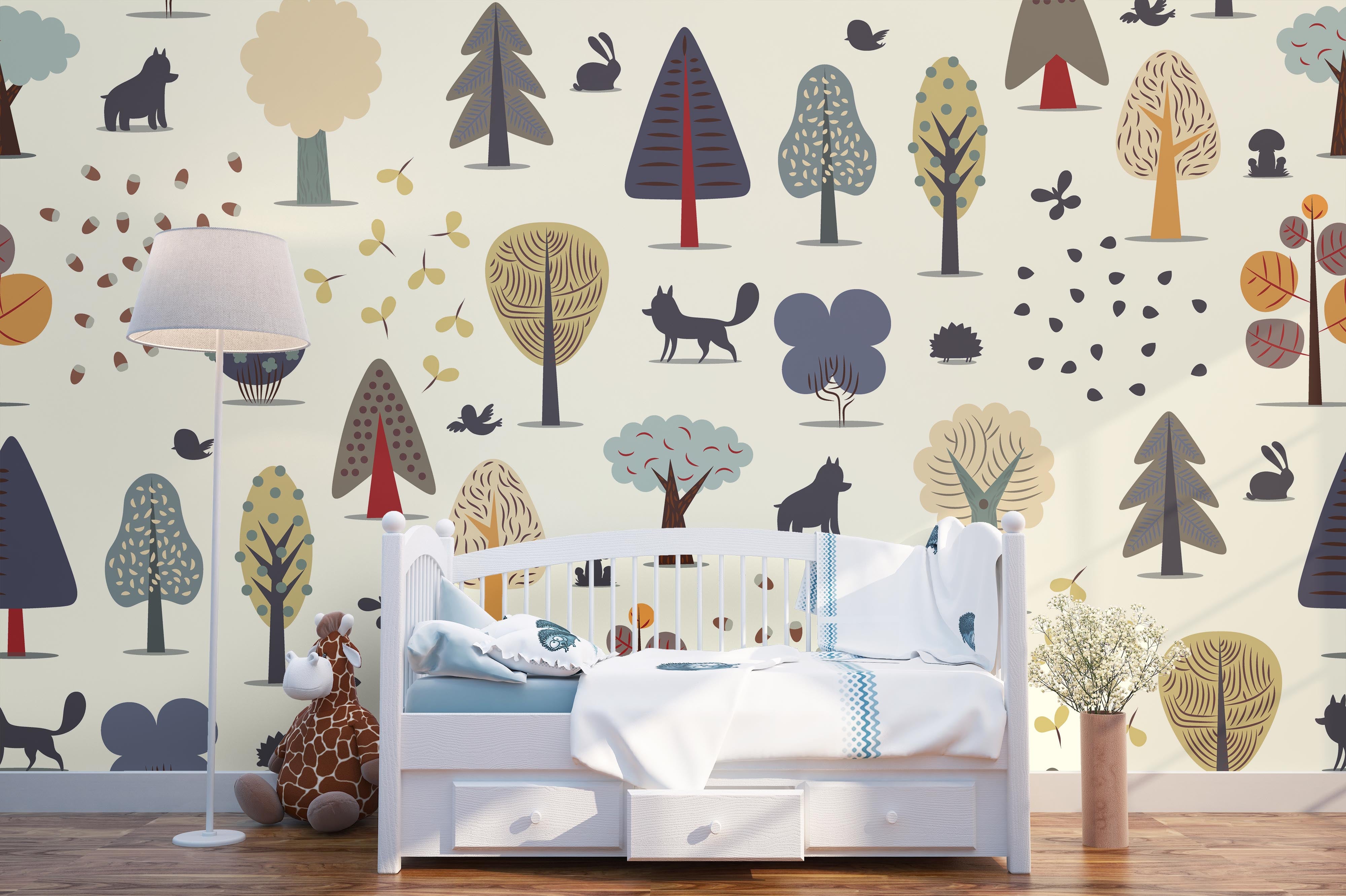 3D Sketch Forest Animals Wall Mural Wallpaper 30