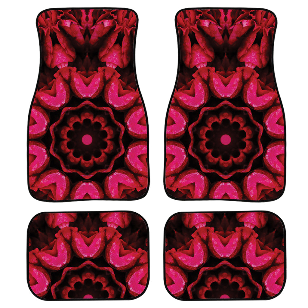 Pink Rose Kaleidoscope Print Front And Back Car Floor Mats, Front Car Mat