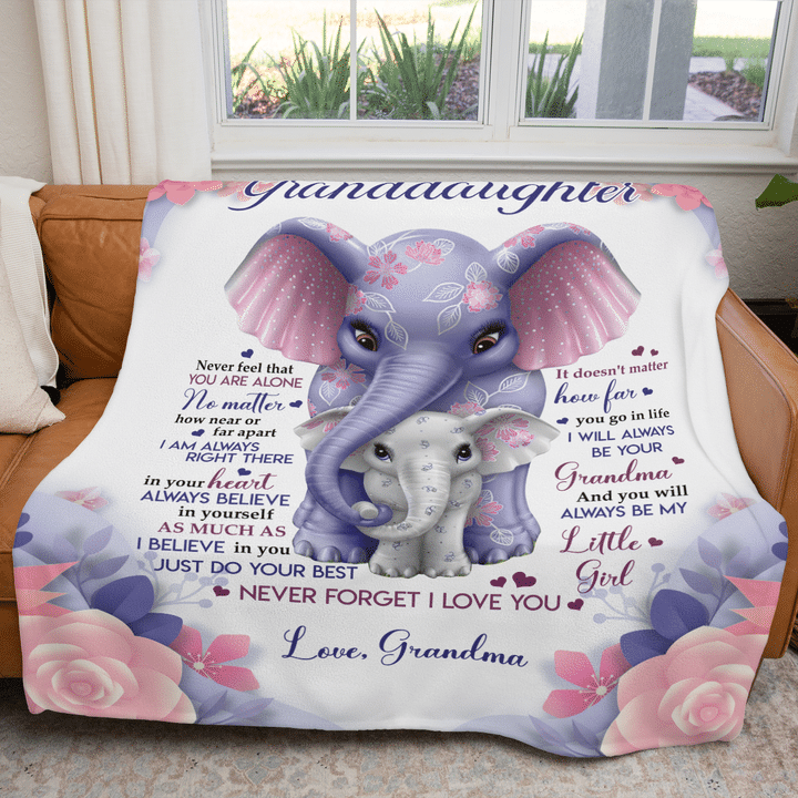 To My Granddaughter Never Forget I Love You Purple Elephant Blanket Gift For Granddaughter From Grandma Birthday Gift Home Decor Bedding Couch Sofa Soft And Comfy Cozy