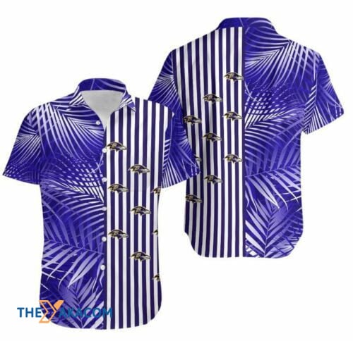 Baltimore Ravens Palm Leaves Gift Nfl Fan Short Sleeve Hawaii Shirt Ha29749