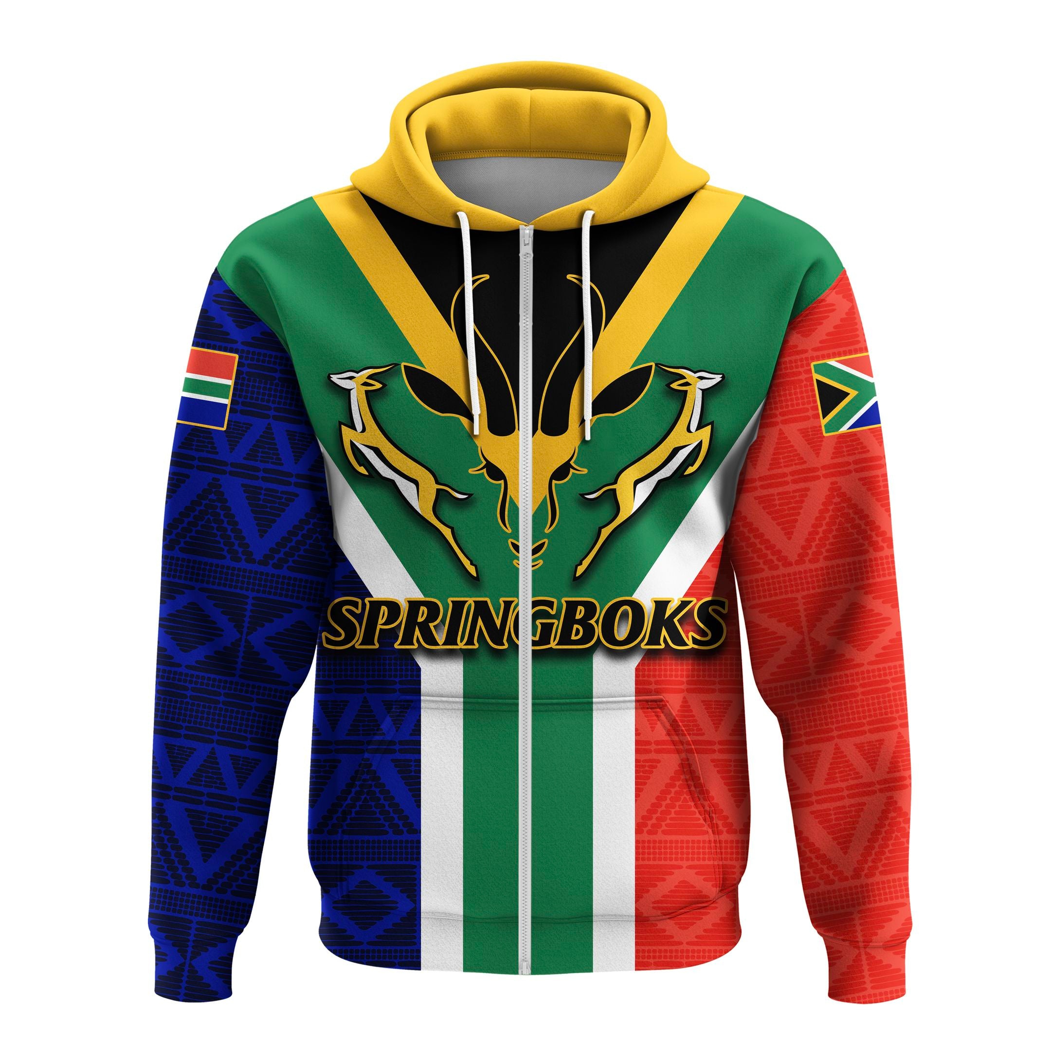 South Africa Springboks Mix African Patterns Zip Hoodie – Lt20