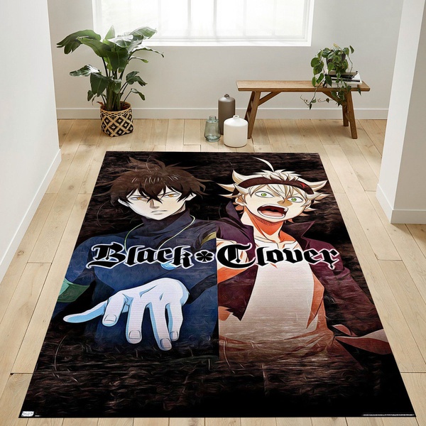 Black Clover Duo Area Rug For Gift Living Room Rug Home Decor Floor Decor