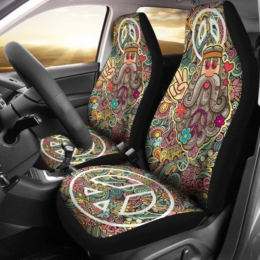 Love Peace Symbol Hippie Car Seat Covers