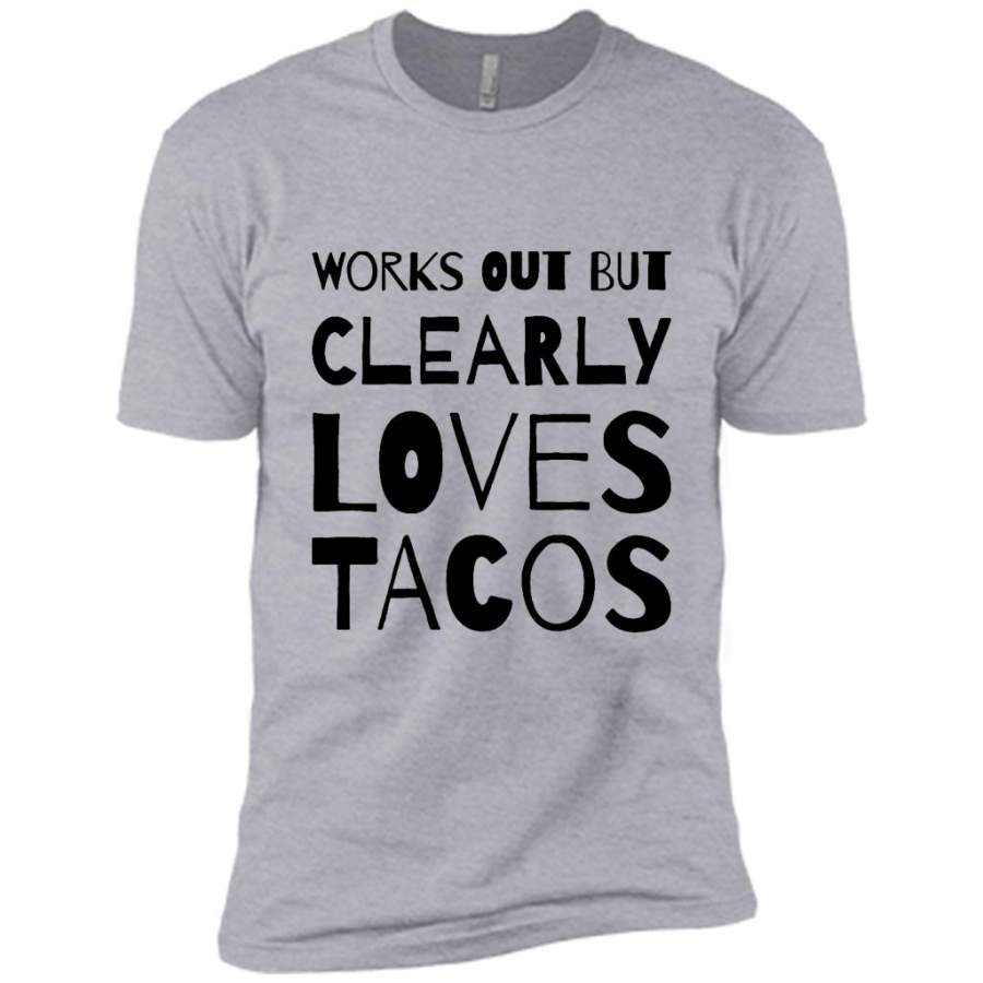 Works Out But Clearly Loves Tacos (w) – Canvas Unisex USA Shirt