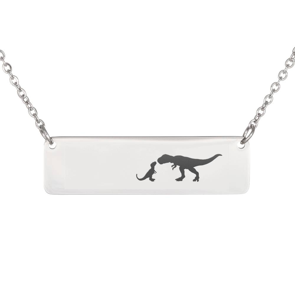 Personalized Mama Dinosaur + 1 Baby Dinosaur – Necklace