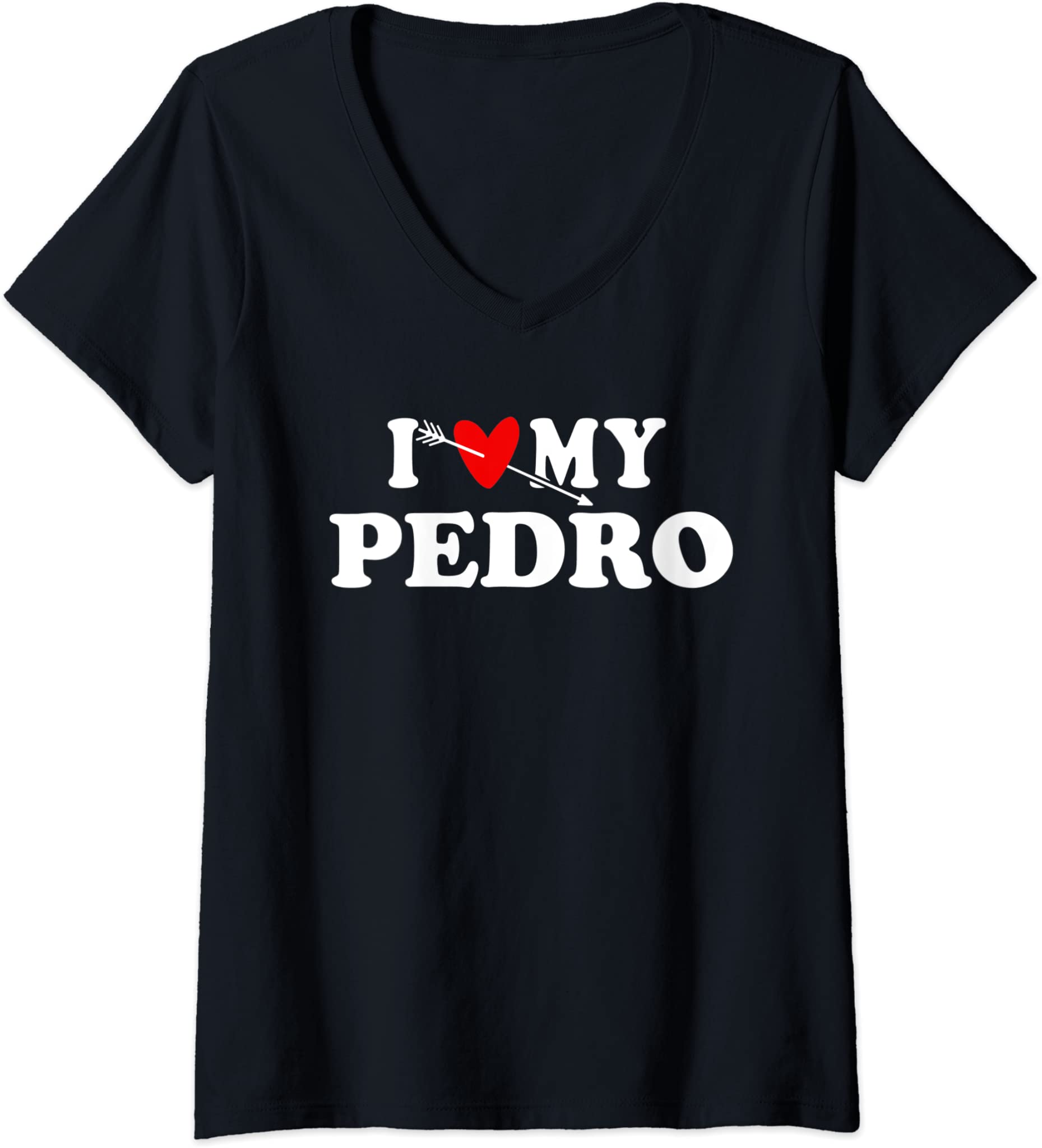 Womens I Love My Pedro with Heart Father day Wear for Kids Boy Girl V-Neck T-Shirt