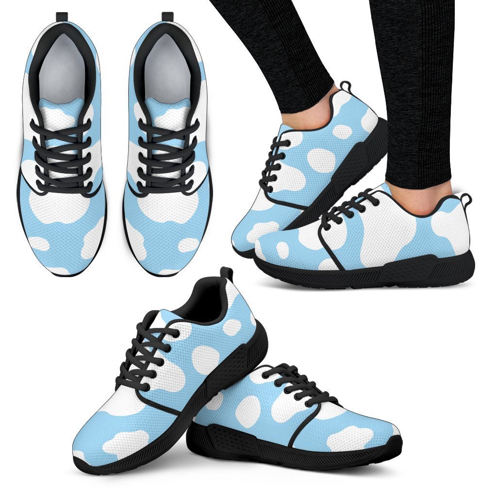 White And Blue Cow Print Women’S Athletic Shoes