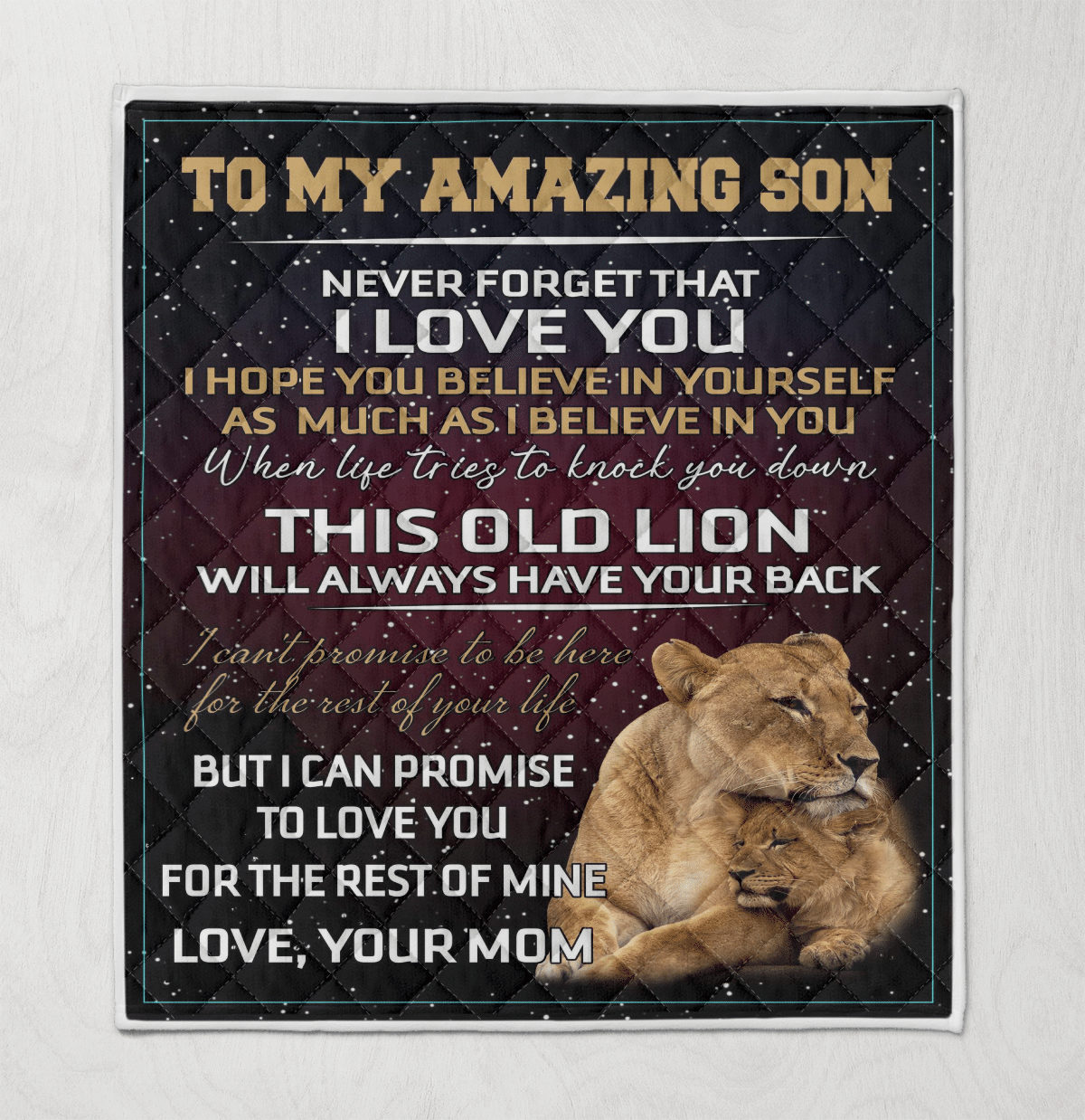 Wooni To My Amazing Son Never Forrget That I Love You Lion Blanket Quilt Wq301217