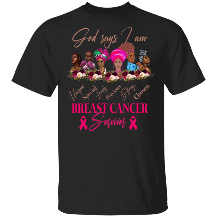 Breast Cancer Shirt God Says I Am Breast Cancer Survivor Breast Cancer Awareness Gifts Breast Cancer T-Shirt