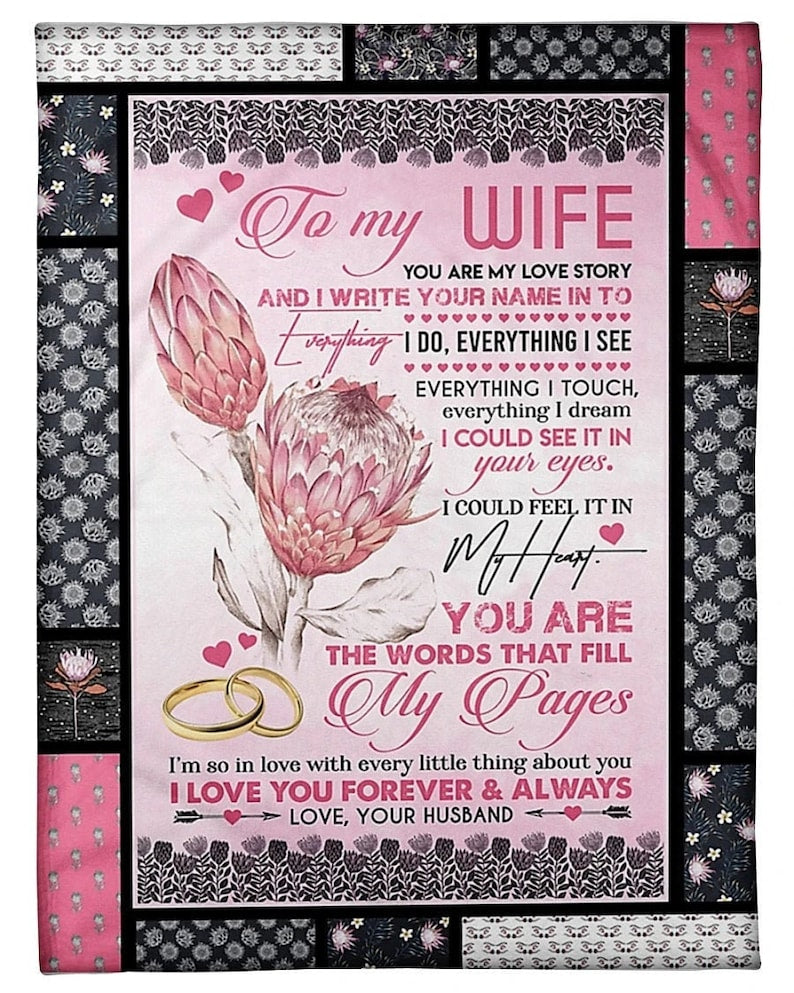 To My Wife You Are My Love Story Blanket, My Pages Blanket,Love Your Husband Fleece Blanket.Gift For W Fe Family Home Decor Bedding Couch Sofa Soft And Comfy Cozy