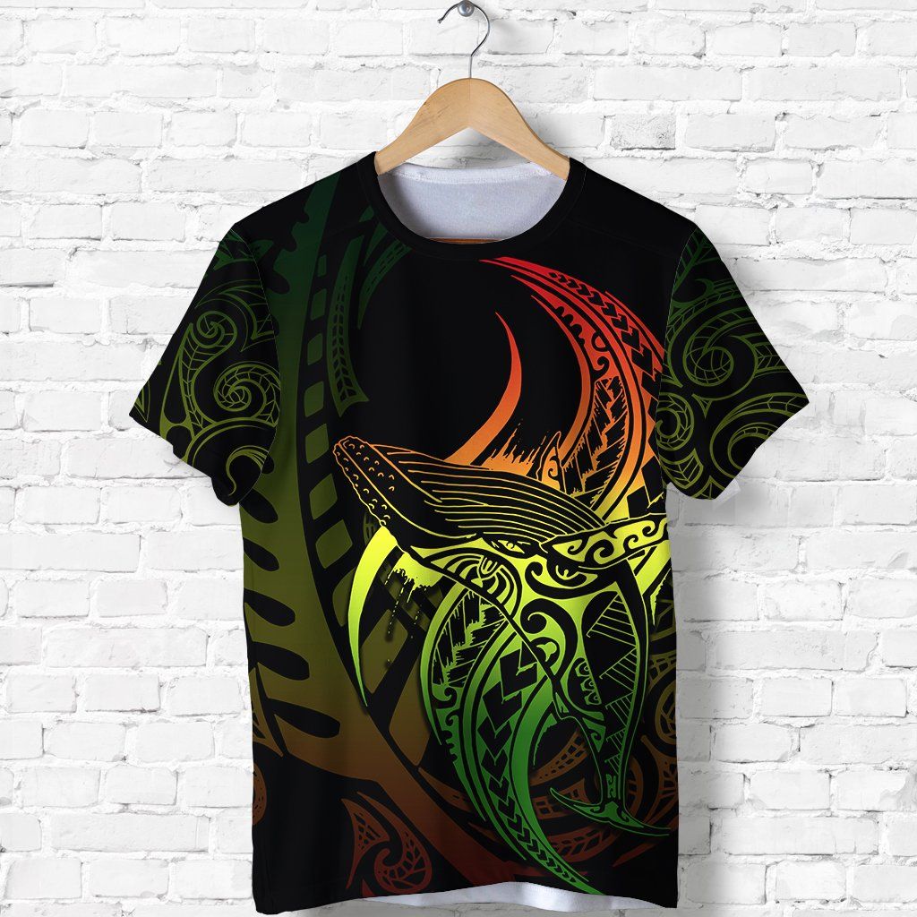 New Zealand Shirt, Maori Humpback Whales Polynesian Tattoo T-Shirt K4