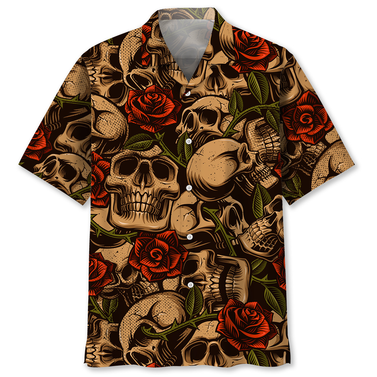 Skull With Roses Hawaiian Shirt Ha15338