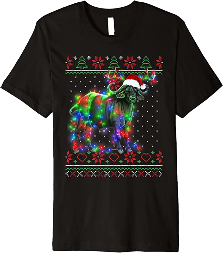 Buffalo Animal Ugly Sweater Christmas Puppy Animal Lover Premium T-Shirt