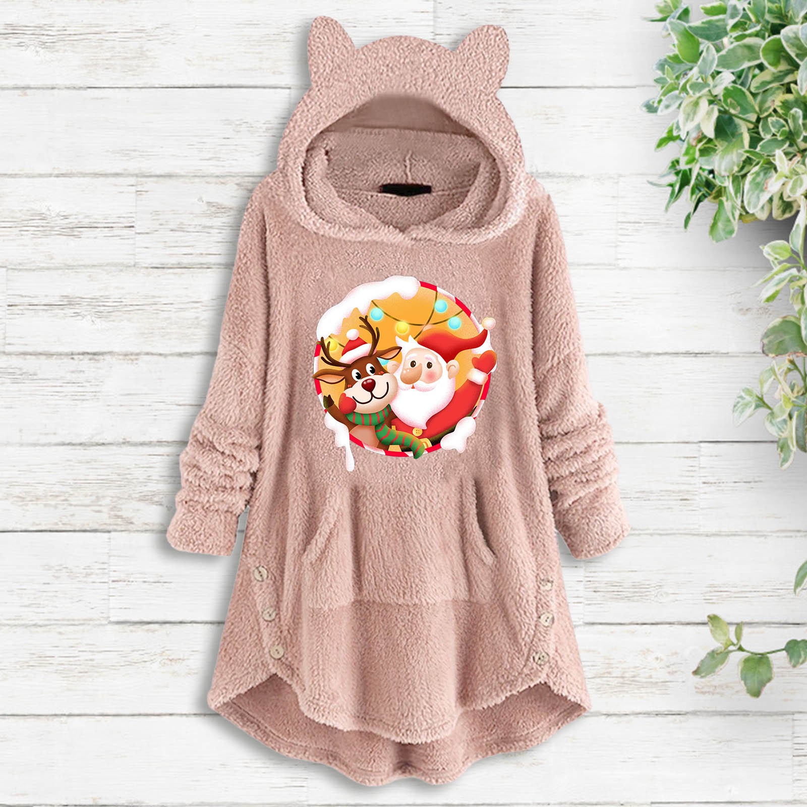 Women Small Sweatshirts Warm Comfortable Loose Fleece Warm Hooded Top Long Sleeve Cute Print Pocket Casual Sweatshirt Sweater alx