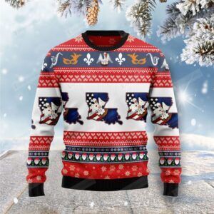 Awesome Louisiana Ugly Christmas Sweater, All Over Print Sweatshirt