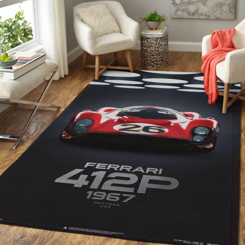 Ferrari 412P Red 24 Hours of Daytona 1967 Rug