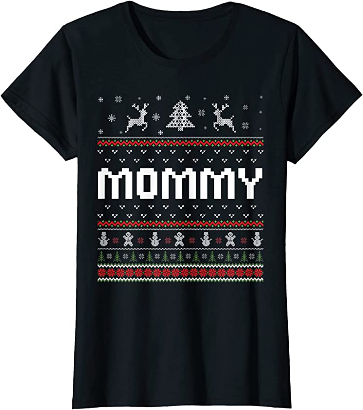 Womens Mommy Ugly Holiday Party Matching Ugly Christmas Sweater T-Shirt