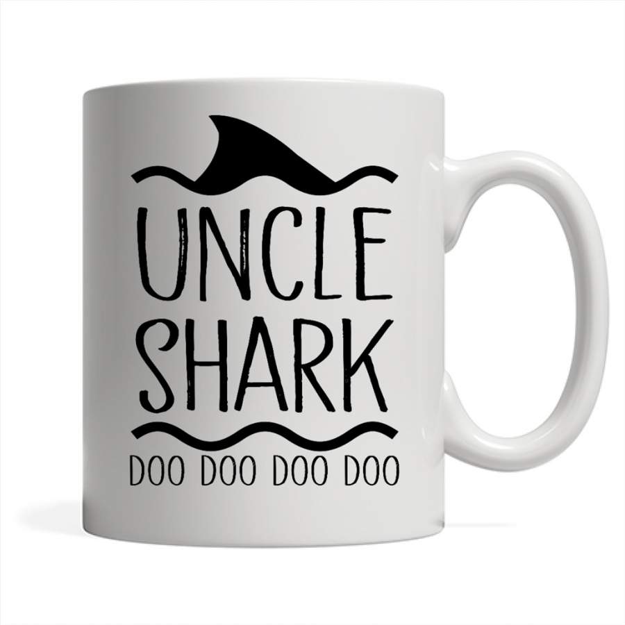 Uncle Shark Doo Doo Doo Doo – Full-Wrap Coffee White Mug