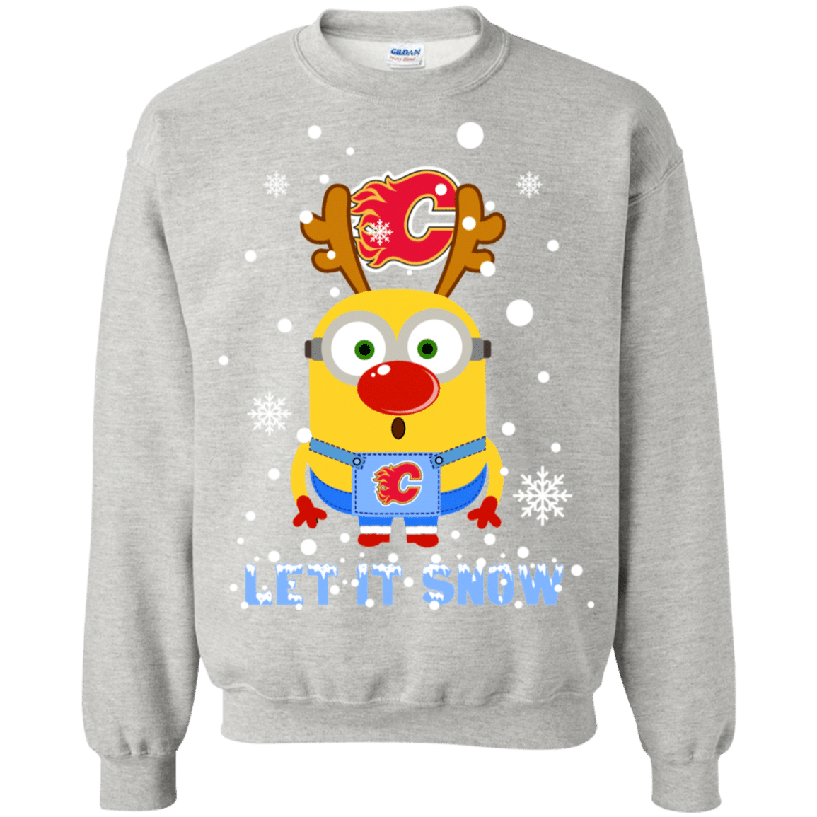 Check out this awesome Minion Calgary Flames Ugly Christmas Sweaters Let It Snow Sweatshirt