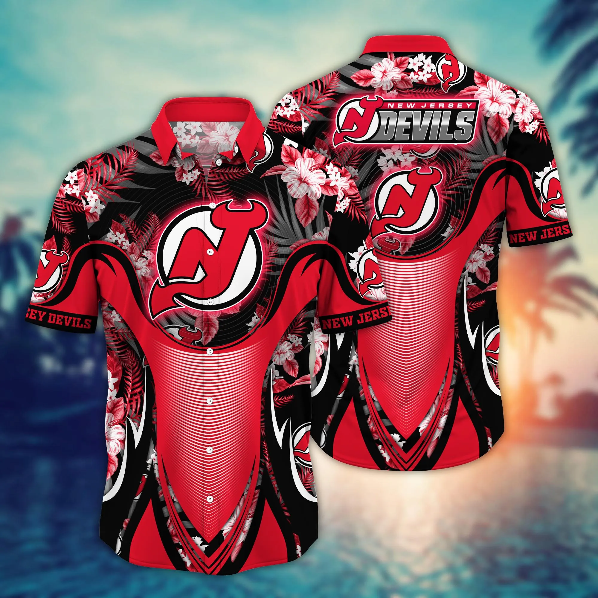 New Jersey Devils Nhl Hawaiian Shirt Pool Days Aloha Shirt