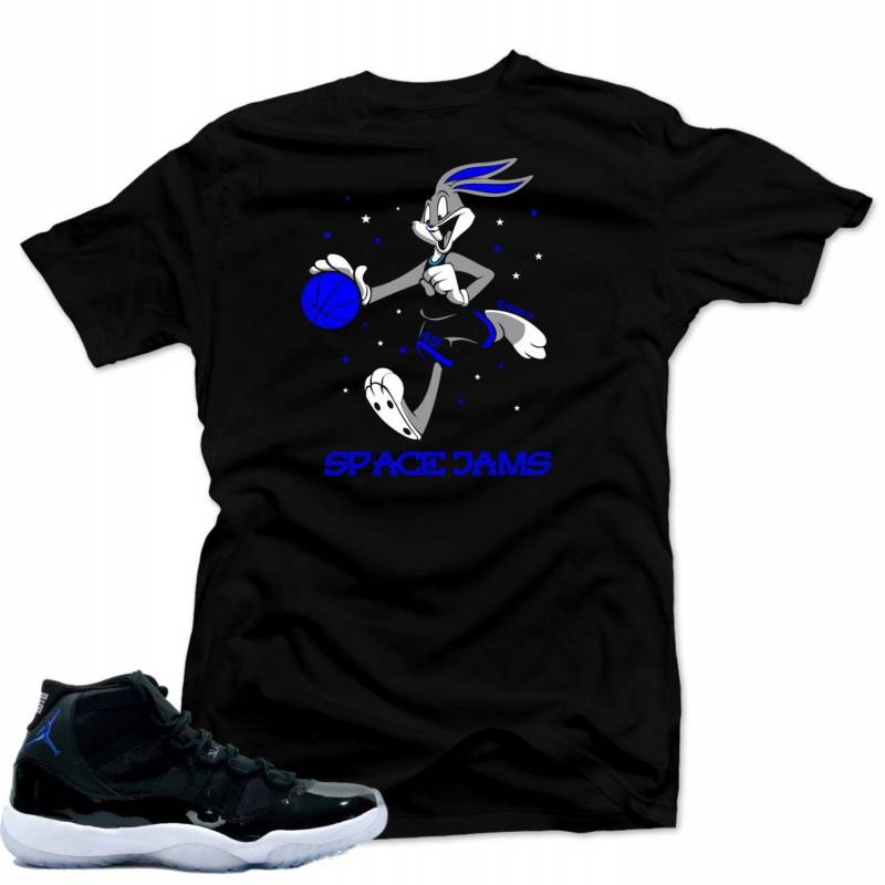 T  Air Jordan 11 Space Jam Shoes "Bugs Bunny" Black Tee