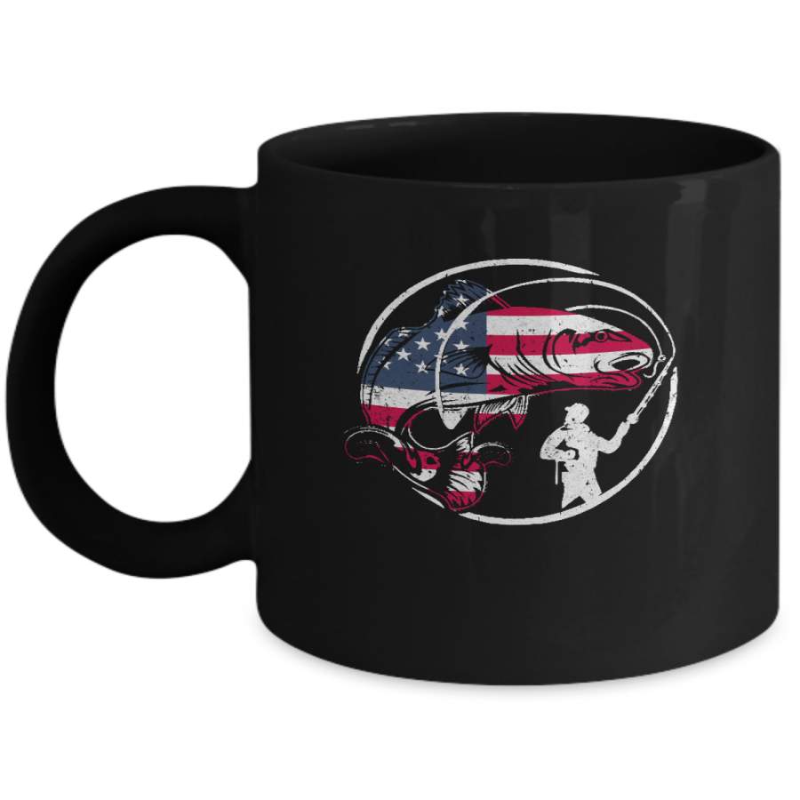 American Flag Fishing Vintage 4Th July Gifts Mug