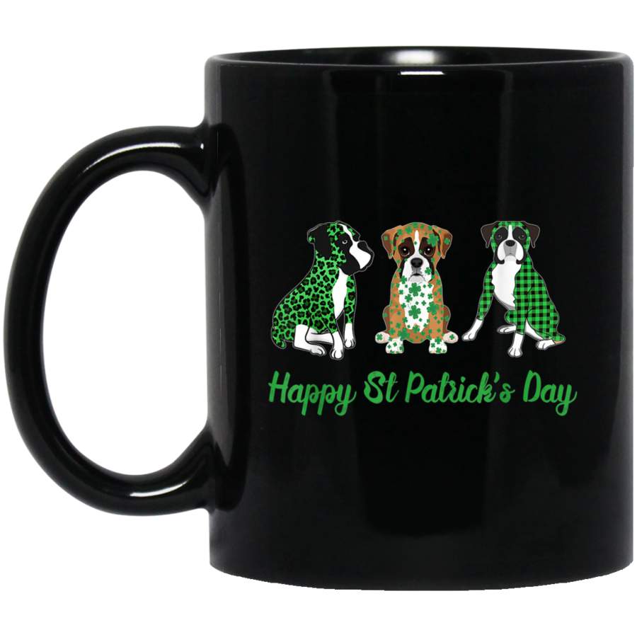 Boxer Green Plaid Leopard Happy Patricks Day Mug