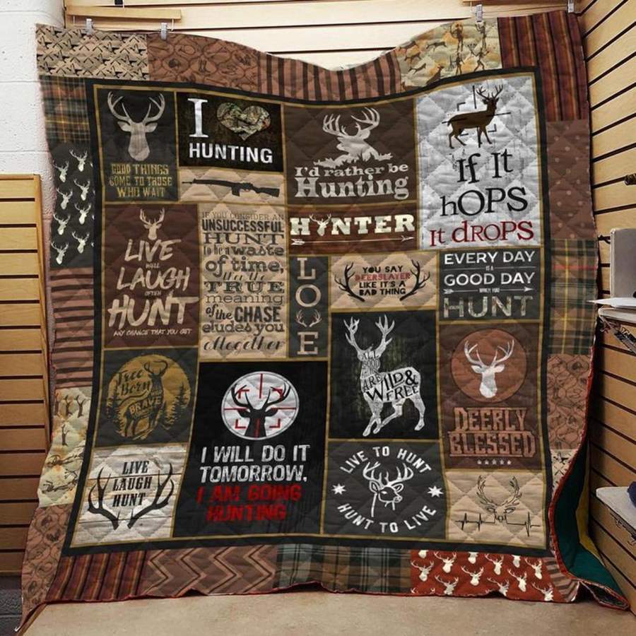 Wozoro Quilt Blanket I Love Deer Hunting Twin, Queen, King Size