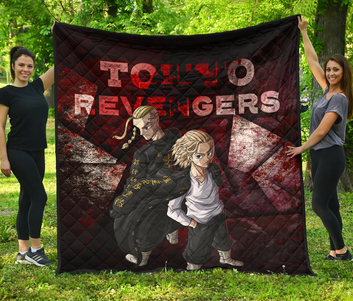 Tokyo Revengers Anime Mikey And Draken Together Red Theme Premium Quilt Blanket