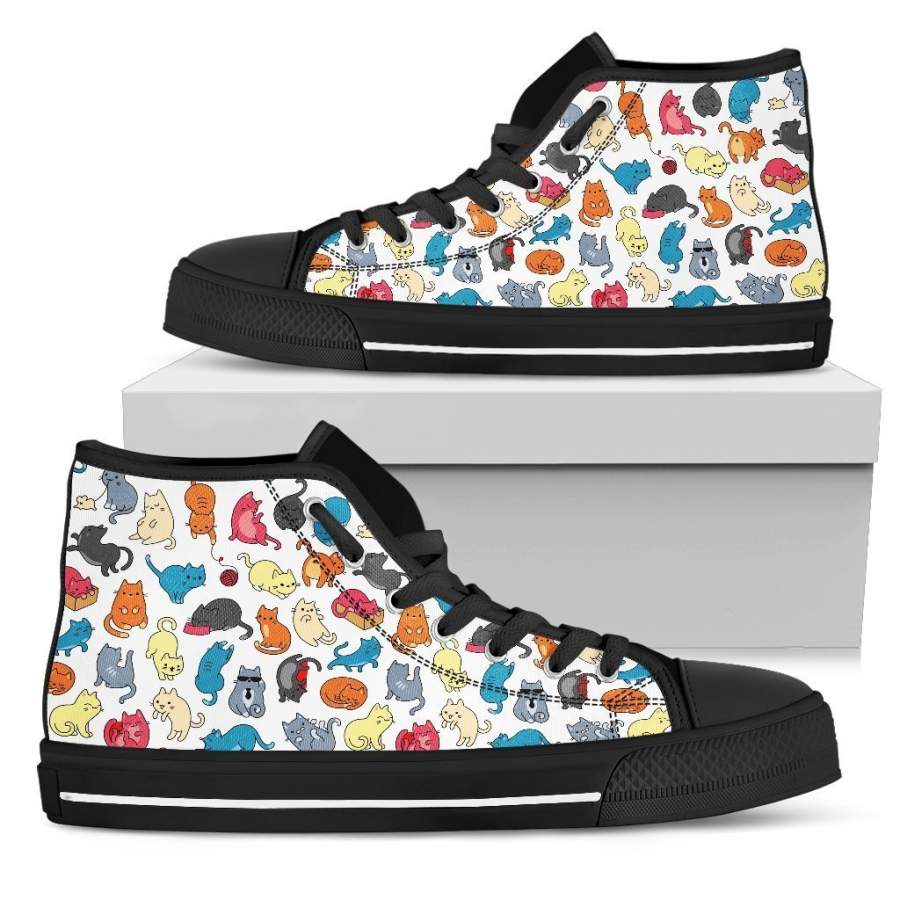 Colorful Kitten Cats Women’s High Top Shoes Cat Lover HH11