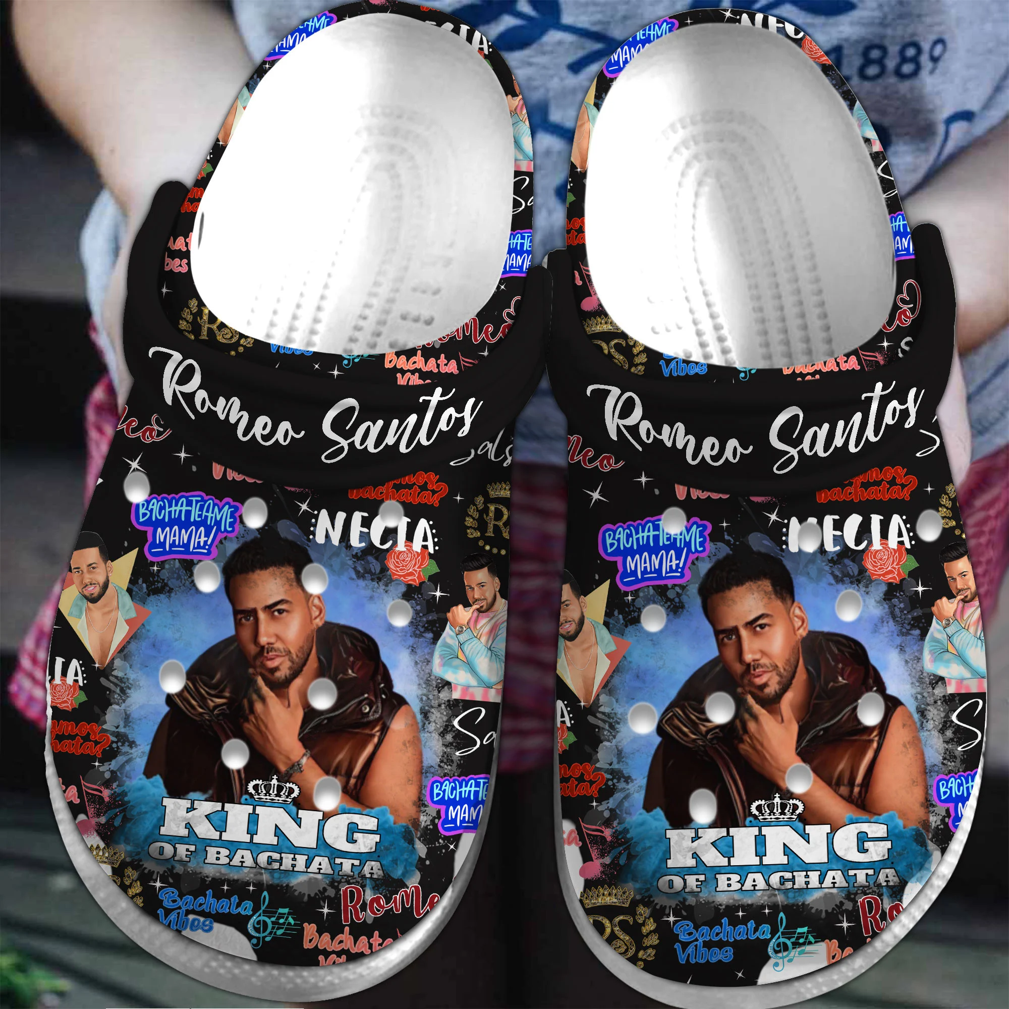 Premium Romeo Santos Music Crocs Crocband Clogs Shoes Comfortable For Men Women and Kids