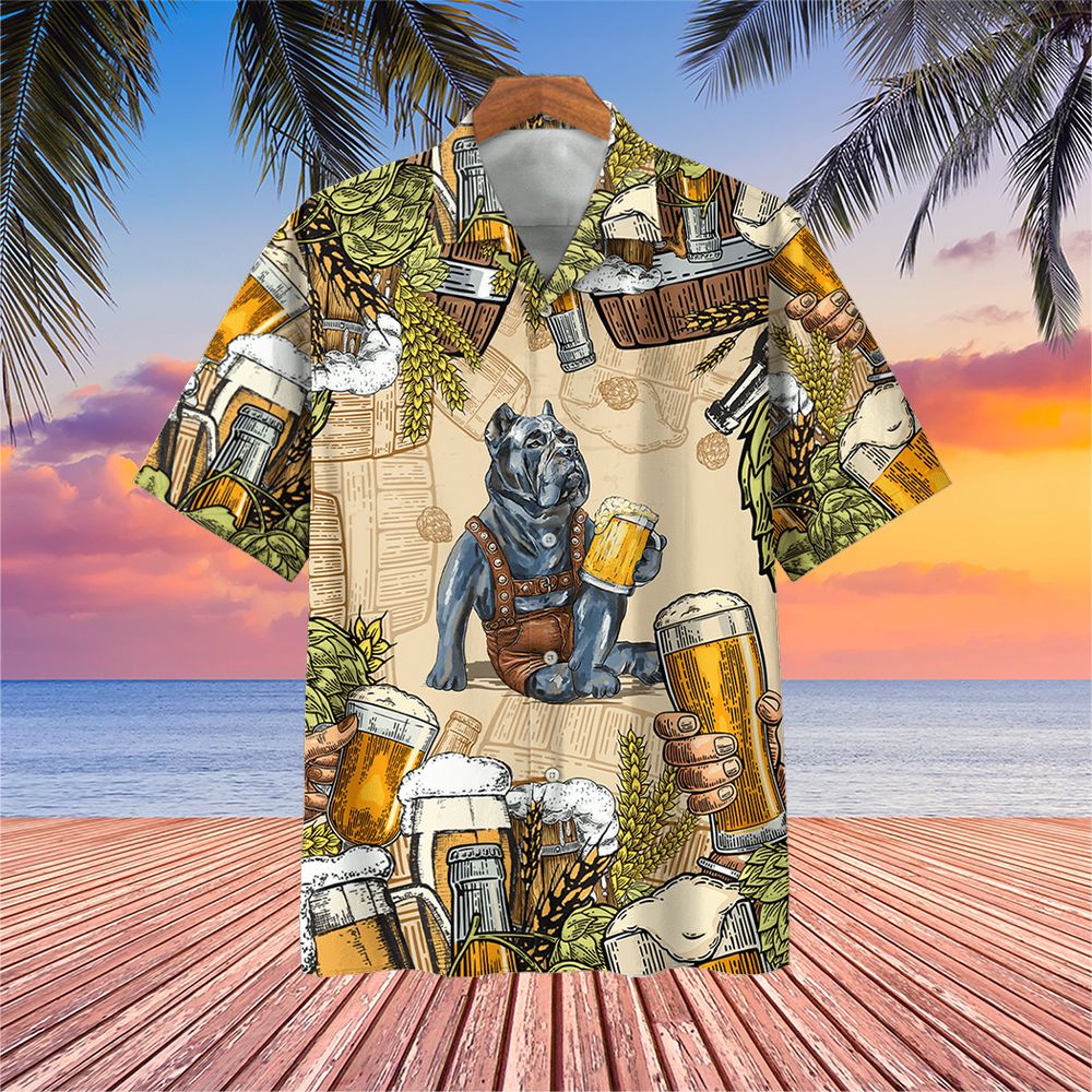 Pitbull And Beer Hawaii Shirt Funny Beach Best Gifts For Drinkers Ha13846