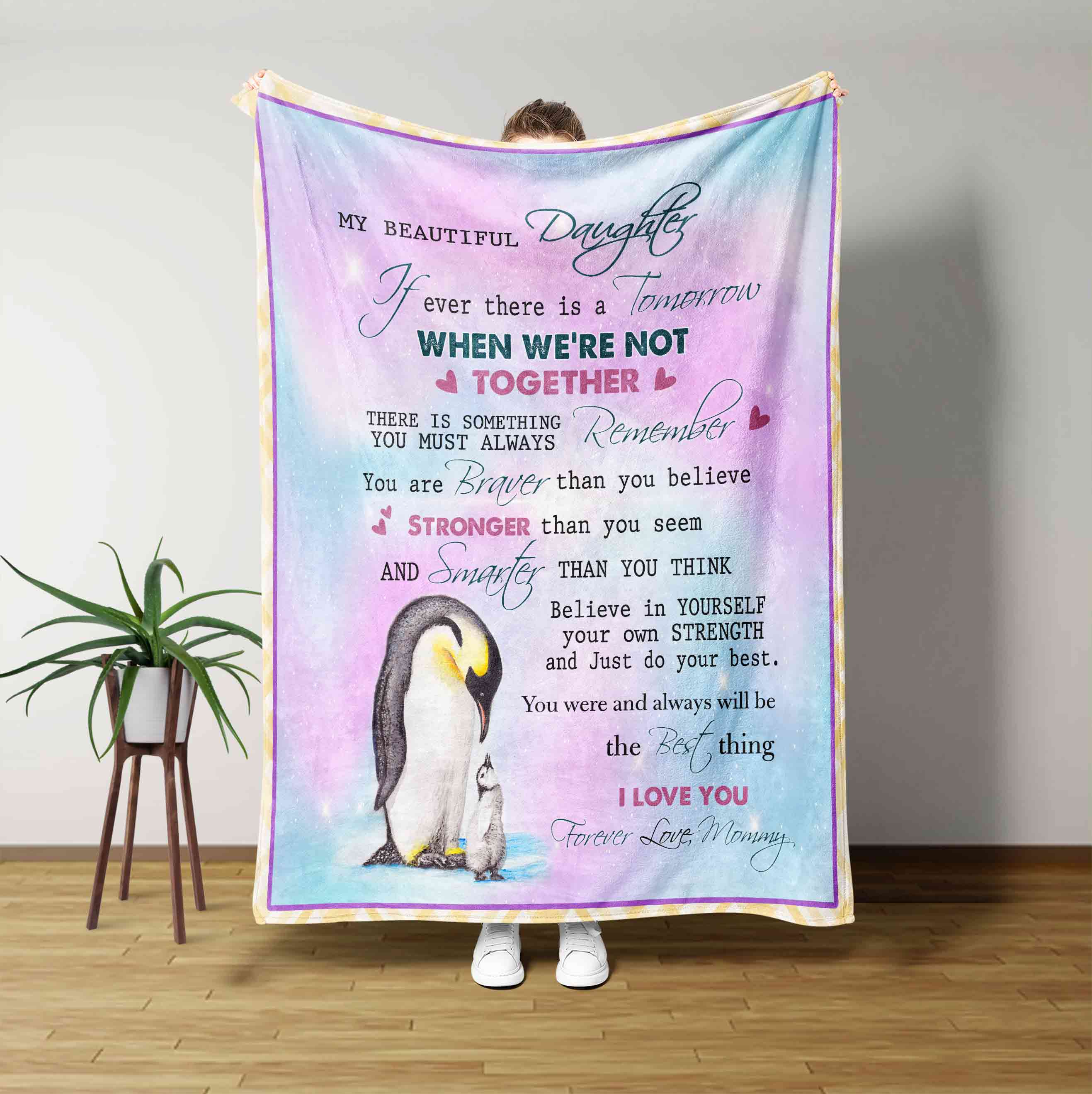 To My Daughter Blanket, Penguin Blanket, Family Blanket, Blanket For Gift