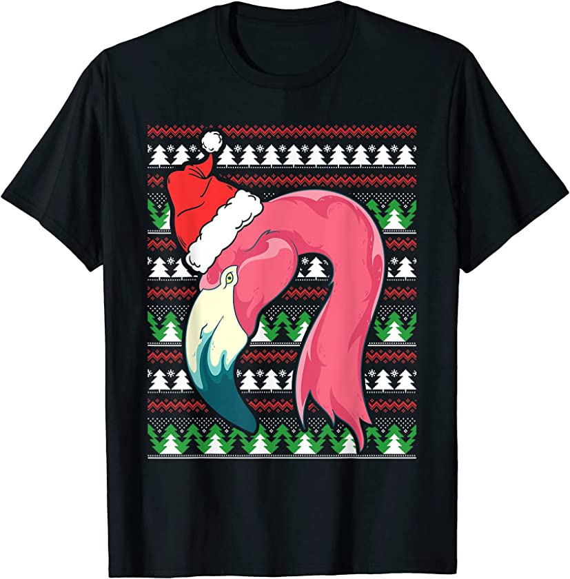 Ugly Christmas Animal Tropical Bird Merry Xmas Flamingo T-Shirt