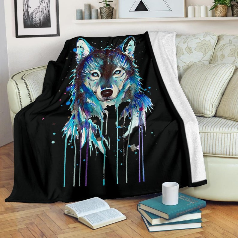 Wolf Color Blanket , Wolf Blanket , Wolf Print Blanket , Animal Print Blanket , Fleece Blanket, Fleece Blanket, Sherpa Blanket