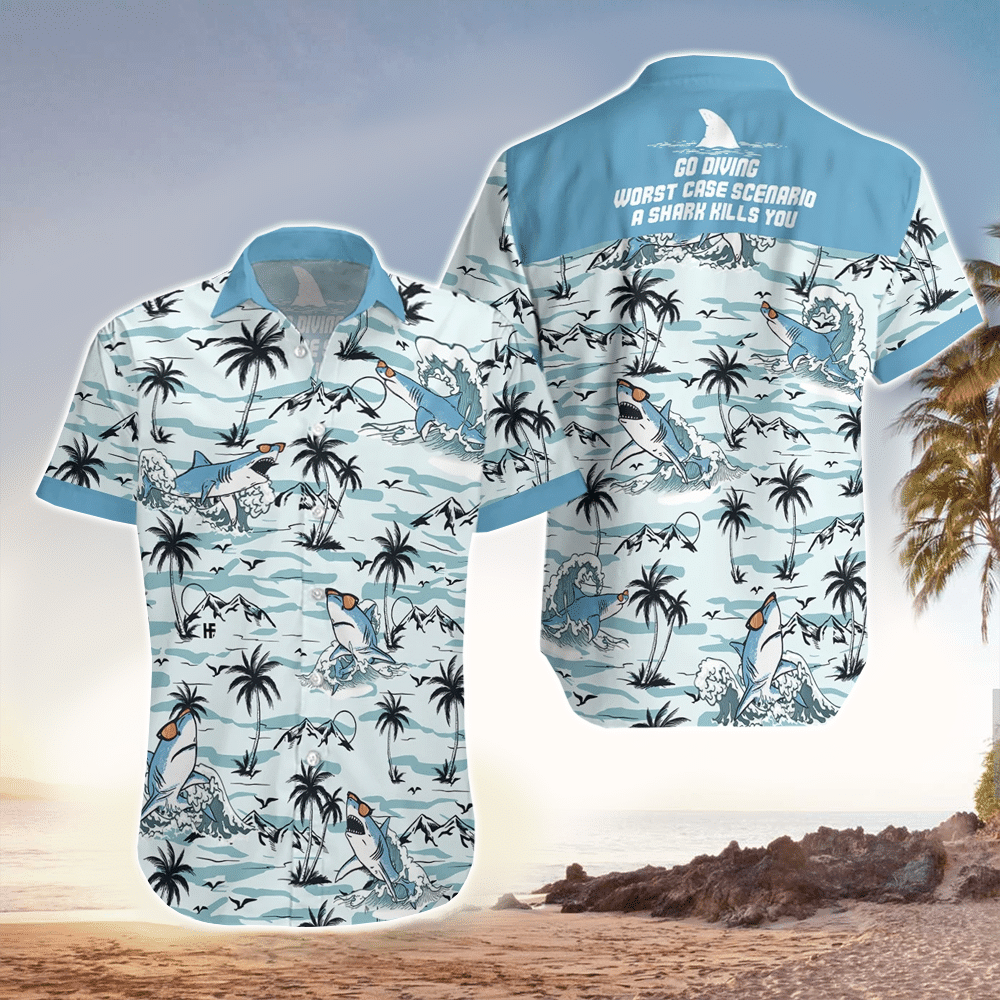 Waybackapparel Funny Shark 3D Hawaiian Shirt