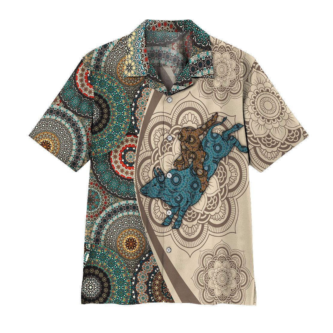 Alohazing Bull Riding Mandala Hawaiian Shirt Ha110450