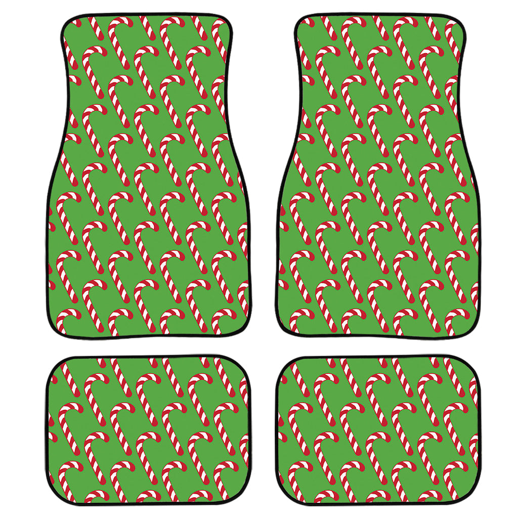 Merry Christmas Candy Cane Pattern Print Front And Back Car Floor Mats, Front Car Mat