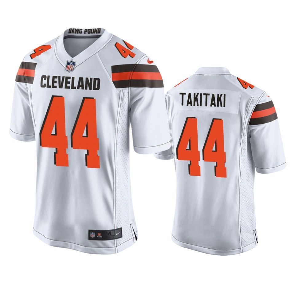 Cleveland Browns Sione Takitaki 2019 NFL Draft White Game Jersey