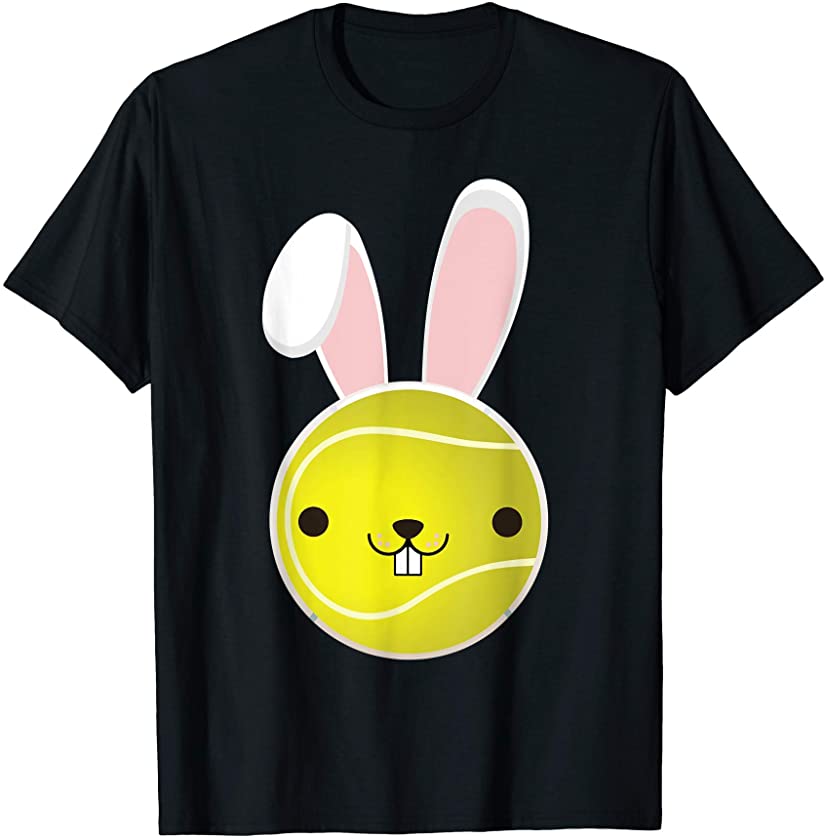 Cute Tennis Bunny Funny Kids Boys Girls Happy Easter Day T-Shirt