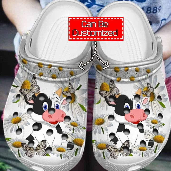 Cow Flower clog Shoes Cow