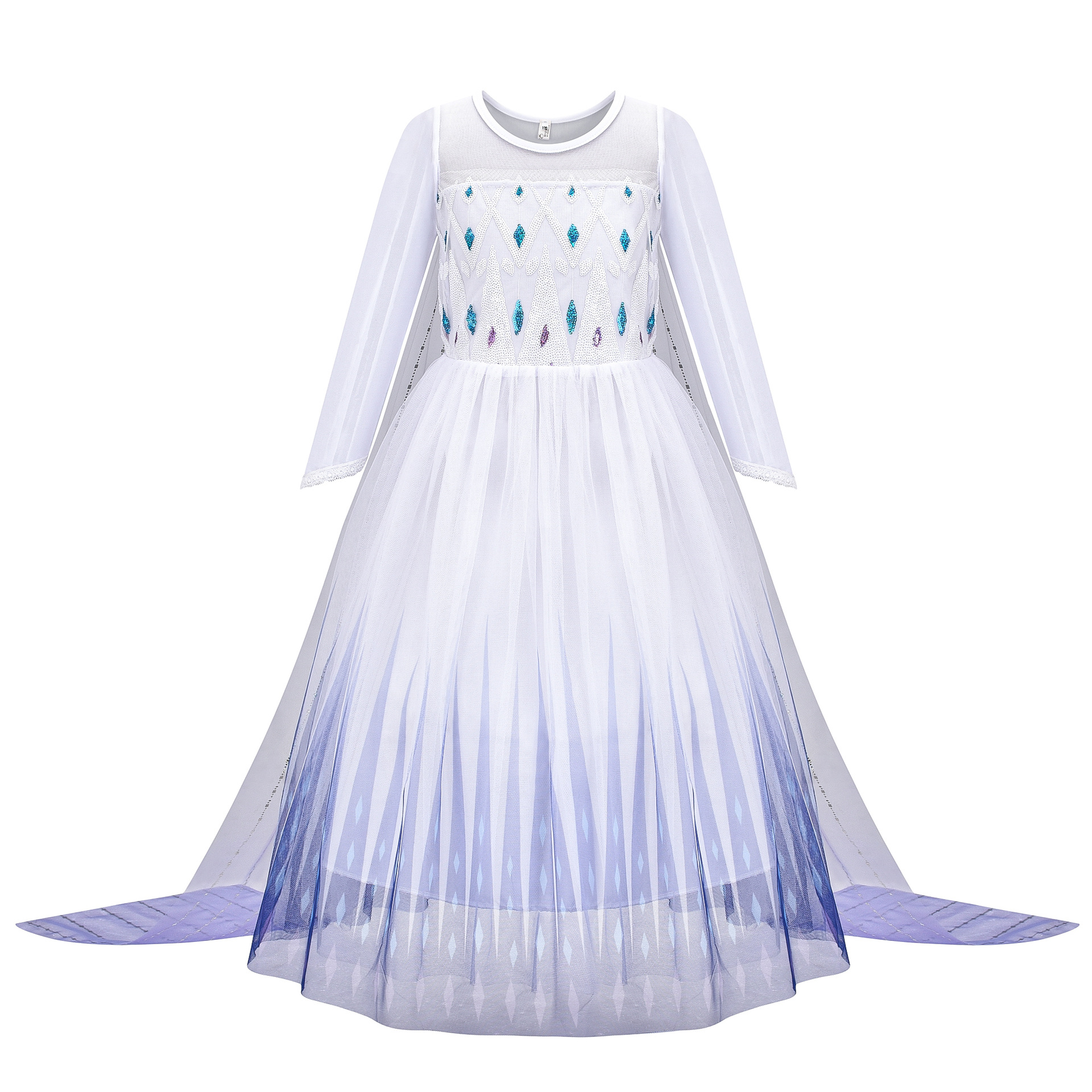 2022 Disney Frozen 2 Costume for Girls Princess Elsa Dress White Ball Gown Birthday Kids Snow Queen Cosplay Carnival Clothing alx