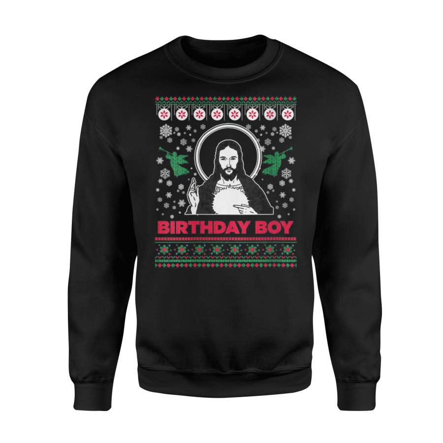 Womens Ugly Christmas Jesus Birthday Boy Apparel For Men And Women V-Neck T-Shirt – Standard Fleece Sweatshirt