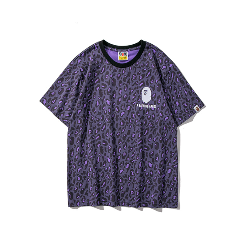 Bape Leopard Camo Tee Shirt Purple Yellow