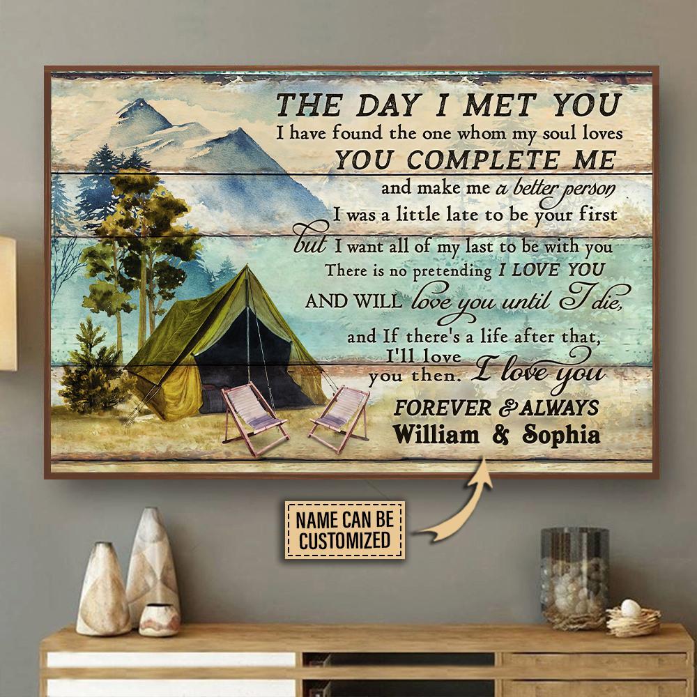 Aeticon Gifts Personalized Mountain Tent Camping Couple The Day I Met Canvas Mom Dad Gift Home Decor