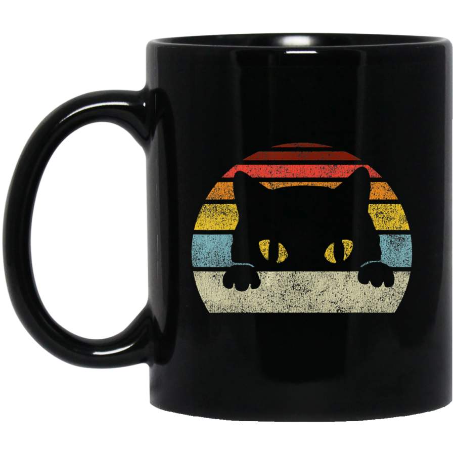 Vintage Black Cat Lover, Retro Style Cats Gift Coffee Mug