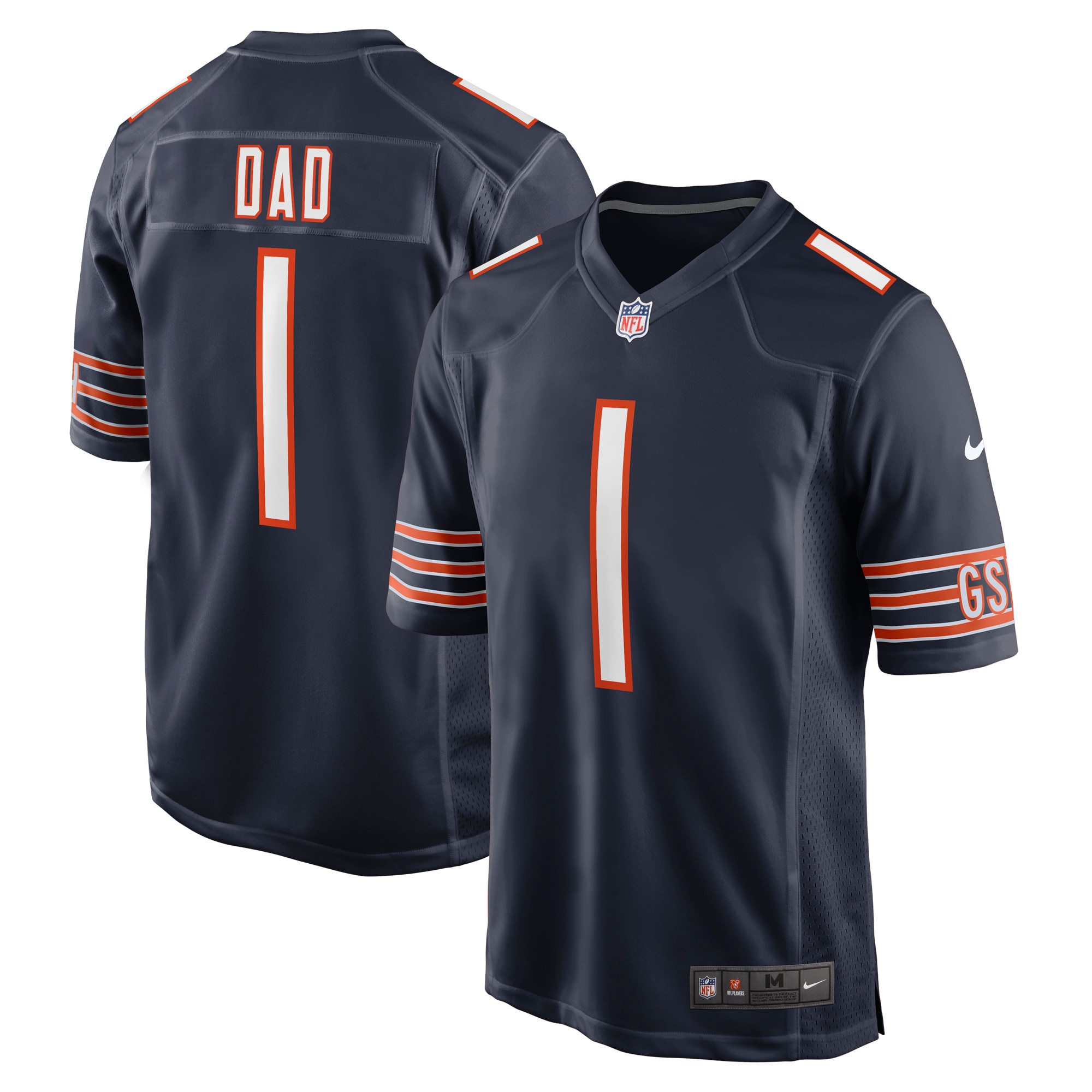 Men’s Chicago Bears Number 1 Dad Navy Game Jersey