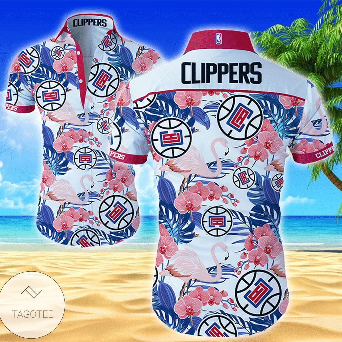 NBA Los Angeles Clippers Tropical Light Blue Flowers Hawaiian Shirt