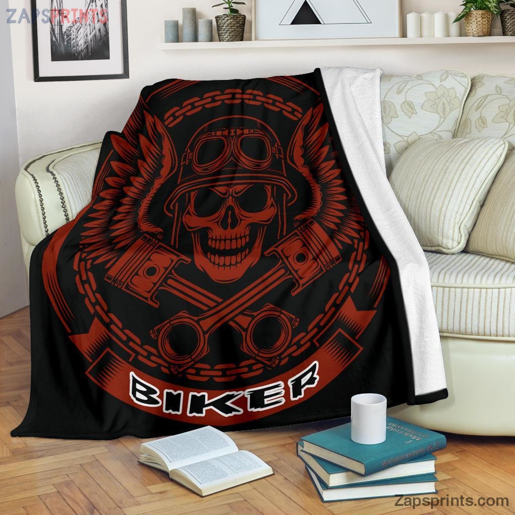 Gift For Racing Lover – Biker Piston Skull Blanket – Gift For Friends