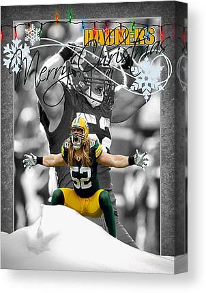 1 Green Bay Packers Christmas Card Joe Hamilton Canvas Print